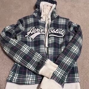 Blue Plaid Aéropostale Heavy Faux Fur Lining Medium Jacket